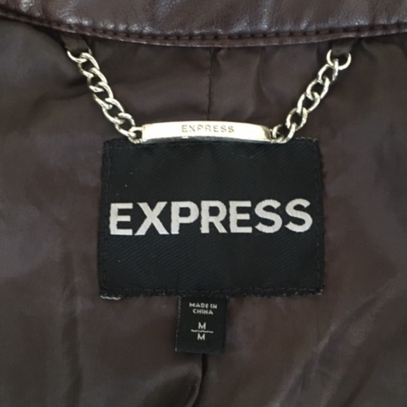Express Brown Faux Leather Jacket - Picture 3 of 4